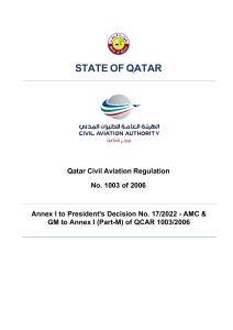 AMC and GM to Annex I (Part-M) of QCAR