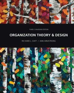 Organization Theory and Design, Third Canadian Edition