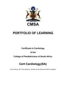 Cert Cardiology(SA) Paed Portfolio 15 2 2021