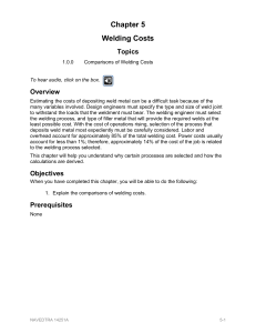 Welding Costs: Chapter 5 - Comparisons & Calculations