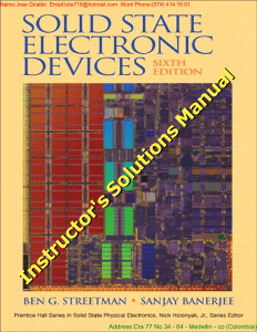 [Solution Manual] -Streetman-Banerjee - Solid State Electronic Devices