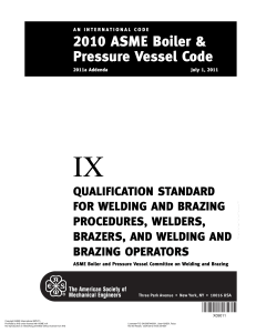 Welding & Brazing Qualification Standard - ASME 2011