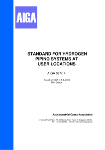 AIGA 087 14 Standard for Hydrogen Piping Systems at User Location