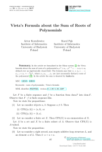 [Formalized Mathematics] Vietas Formula about the Sum of Roots of Polynomials