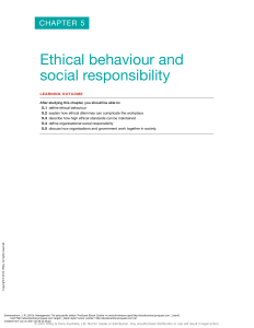 Management, 7th Asia-Pacific Edition ---- (CHAPTER 5 Ethical behaviour and social responsibility)