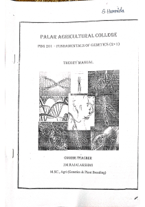 Fundamentals of Genetics Theory Manual - Palar Agricultural College