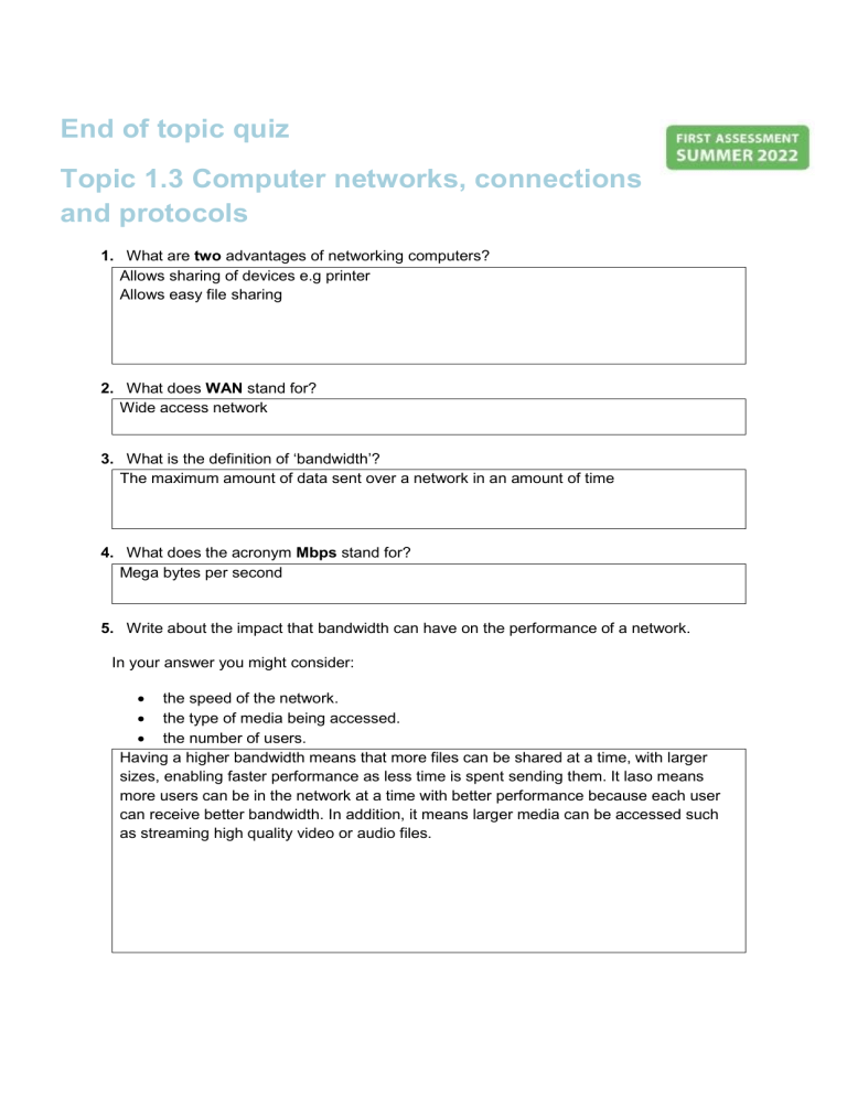 End Of Topic Networks With Answers