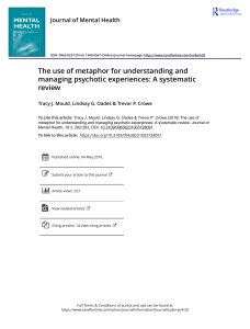 The use of metaphor for understanding and managing psychotic experiences A systematic review
