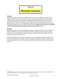Phonemic Awareness Assessment