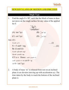 JEE Advanced Newtons Laws of Motion and Friction Important Questions