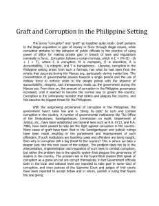 GRAFT AND CORRUPTION IN THE PHILIPPINE SETTING