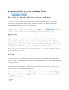 Common joint injuries and conditions