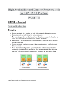 HA and DR with the SAP HANA Platform -Part II