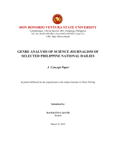 Genre Analysis of Science Journalism of Selected Philippine National Dailies
