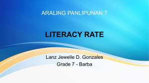ARALING PANLIPUNAN 7 literacy rate LJ