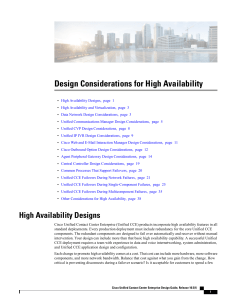 High Availability Design for Cisco Unified CCE