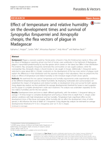 Effect of temperature and relative humidity on the development times and survival of Synopsyllus fonquerniei and Xenopsylla cheopis, the flea vectors of plague in Madagascar