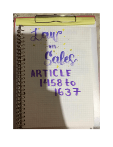 Law on Sales - Summary Notes