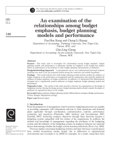 An examination of the relationships among budget emphasis, budget planning models and performance. Management Decision