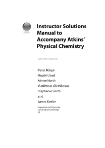 Instructor Solutions Manual to Accompany Atkins' Physical Chemistry 11th Edition
