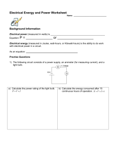 11 electrical energy and power worksheet