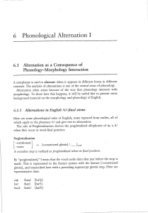 Chapter 6 Phonological Alternation one