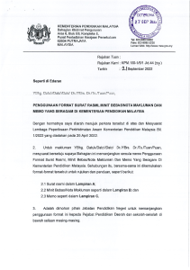 Malaysia Education Ministry Memo: Standardized Formats