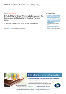 Effect of Higher Order Thinking Laboratory on the improvement of critical and creative thinking skills