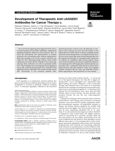 Development of Therapeutic Anti Jagged Antibodies for Cancer Therapy 10-10-22