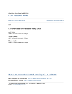 Lab Exercises for Statistics Using Excel