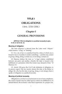 Obligations: General Provisions (Arts. 1156-1304)