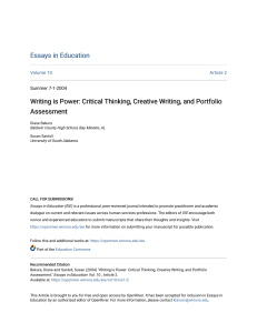 Writing is Power  Critical Thinking Creative Writing and Portfolio Assessment