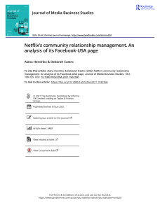 Netflix s community relationship management An analysis of its Facebook USA page