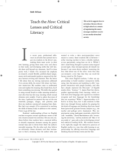 Critical Lenses & Literacy: Teaching Literary Theory