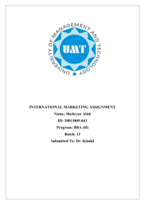 International Marketing Assignment no 01