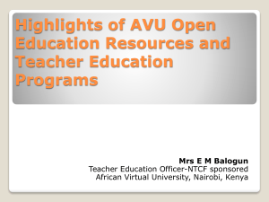 Highlights of AVU Open Education Resources and Teacher