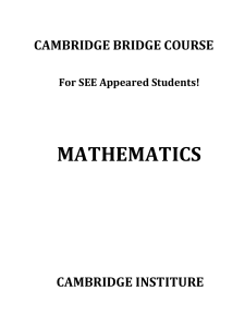 Cambridge Bridge Course For SEE Appeared Students! Mathematics