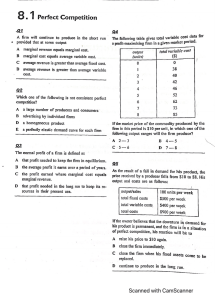 Perfect Competition MCQ