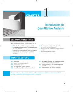 1SM INTRODUCTION TO MANAGEMENT SCIENCE AND QUANTITATIVE ANALYSIS MANAGEMENT