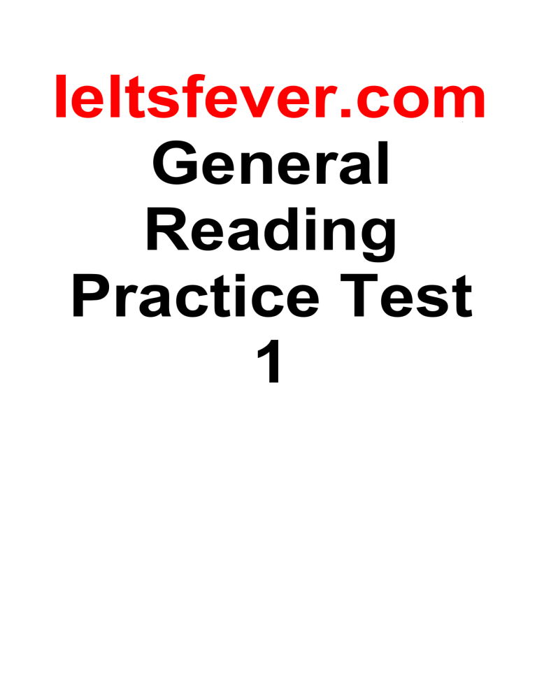 Ielts fever general reading practice test 1 pdf 1 