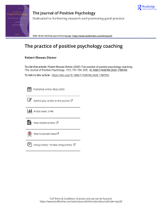 The practice of positive psychology coaching