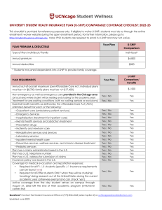 University - Comparable Coverage Checklist 2022-23 1