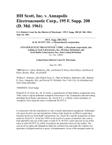 HH Scott v. Annapolis Electroacoustic Corp. Court Opinion