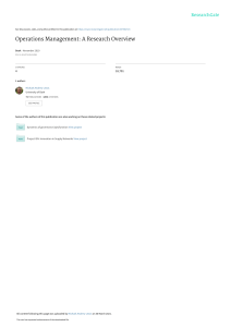 Operations Management A Research Overview