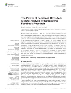 WISNIEWSKI Feedback Research Meta-analysis