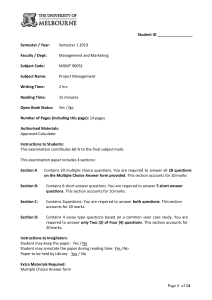 Project Management Exam - University of Melbourne