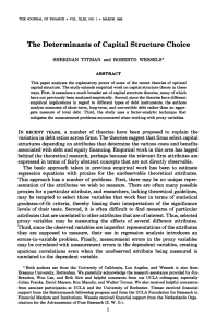 The Journal of Finance March 1988 TITMAN The Determinants of Capital (1)