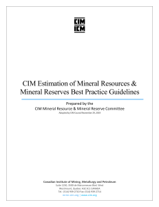 CIM Estimation of Mineral Resources
