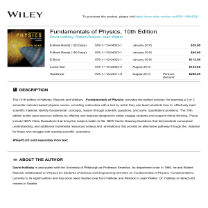 Wiley Fundamentals of Physics, 10th Edition 978-1-119-04023-1