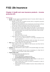 Health and care insurance products